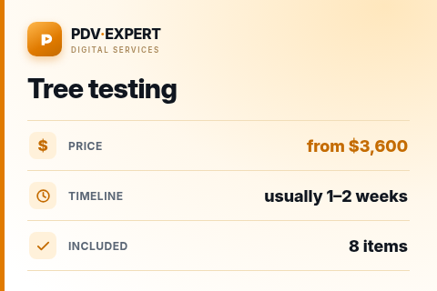 Tree testing — price, timeline & scope