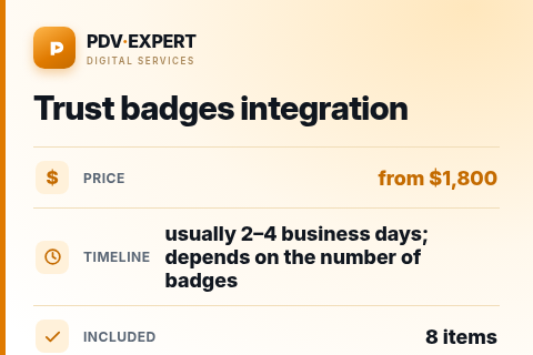 Trust badges integration — price, timeline & scope