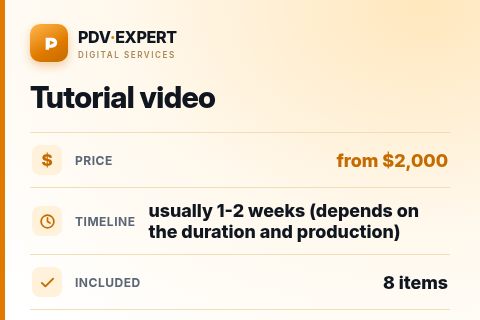 Tutorial video — price, timeline & scope