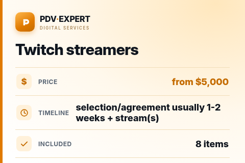 Twitch streamers — price, timeline & scope