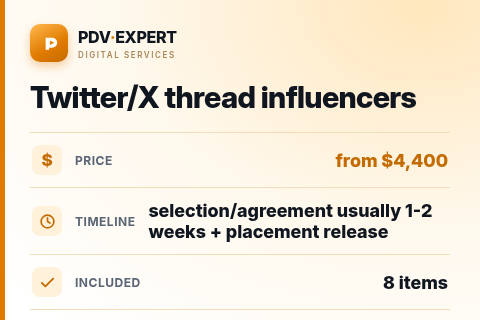 Twitter/X thread influencers — price, timeline & scope