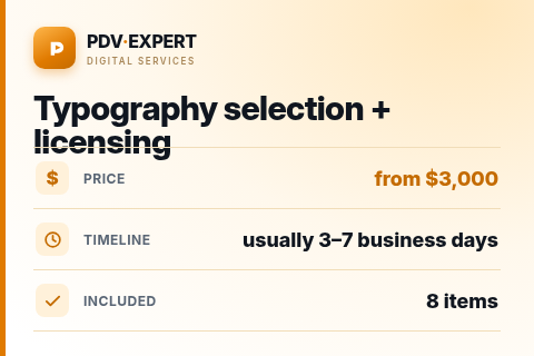 Typography selection + licensing — price, timeline & scope