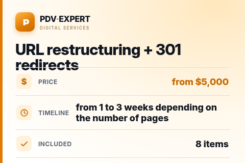 URL restructuring + 301 redirects — price, timeline & scope