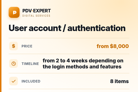 User account / authentication — price, timeline & scope