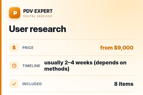 User research — price, timeline & scope