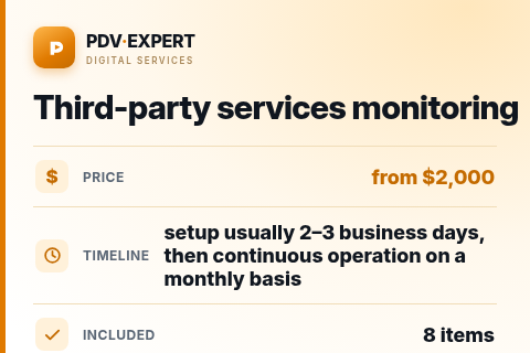 Third-party services monitoring — price, timeline & scope