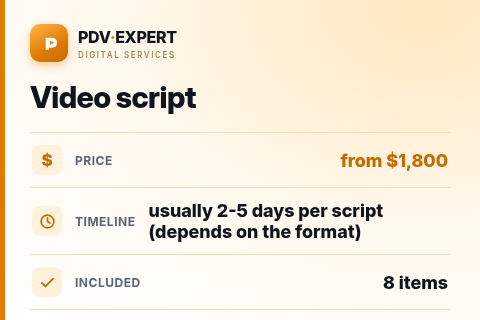 Video script — price, timeline & scope