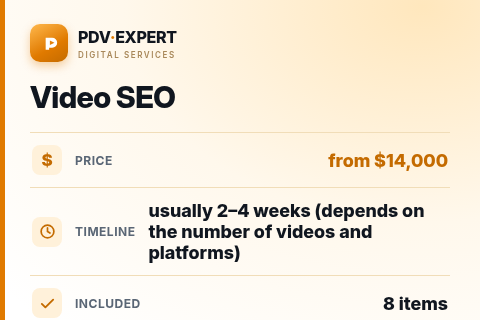 Video SEO — price, timeline & scope