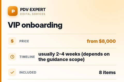 VIP onboarding — price, timeline & scope