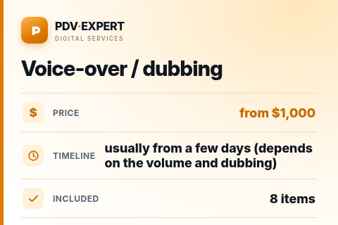 Voice-over / dubbing — price, timeline & scope