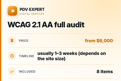 WCAG 2.1 AA full audit — price, timeline & scope