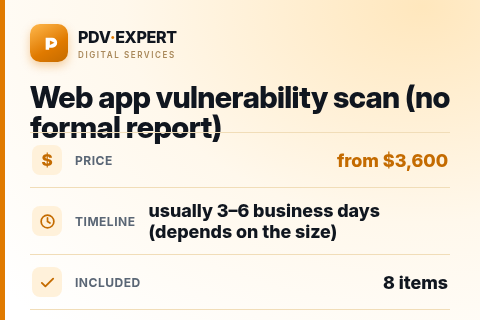 Web app vulnerability scan (no formal report) — price, timeline & scope