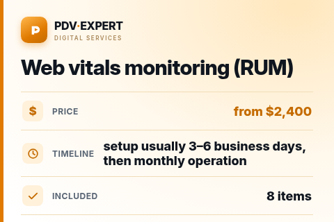 Web vitals monitoring (RUM) — price, timeline & scope