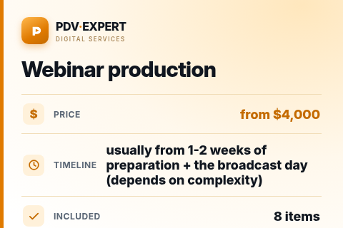 Webinar production — price, timeline & scope