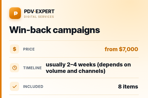 Win-back campaigns — price, timeline & scope