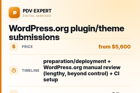 WordPress.org plugin/theme submissions — price, timeline & scope