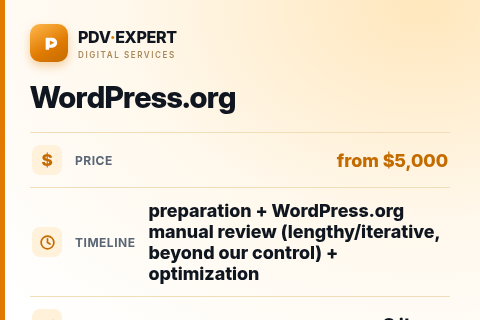 WordPress.org — price, timeline & scope
