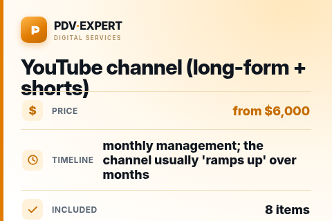 YouTube channel (long-form + shorts) — price, timeline & scope