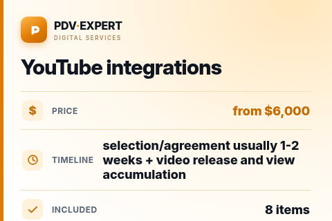 YouTube integrations — price, timeline & scope