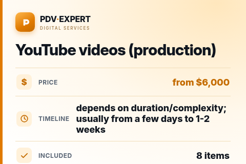 YouTube videos (production) — price, timeline & scope