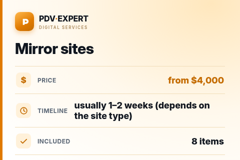 Mirror sites — price, timeline & scope